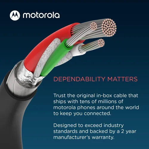 Vista 2 de Motorola Essentials OEM SKN6473A USB-A 2.0 a USB-C (Tipo C) Cable de datos/carga para Moto G Power/Play/Pure/Stylus 5G, G7, One 5G Ace, Edge, Edge+