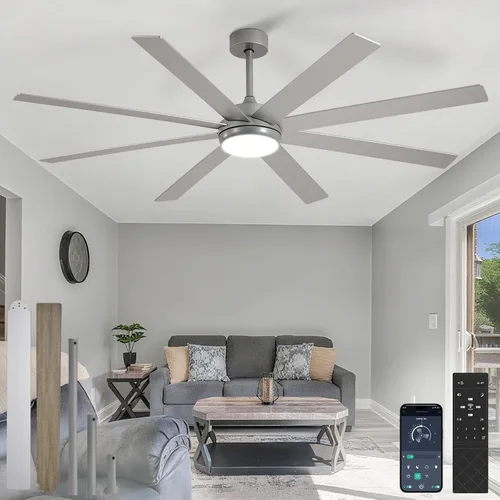 Vista 16 de Depuley Ventiladores de techo de 66" con luces: Ventilador de techo negro para interior/exterior para patios, sala de estar - 8 aspas Ventiladores