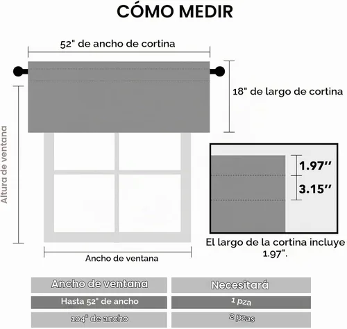 Vista 8 de H.VERSAILTEX Cenefa para ventanas de cocina, baño, sala de estar, dormitorio, cenefa opaca con aislamiento térmico y bolsillo para barra, 52