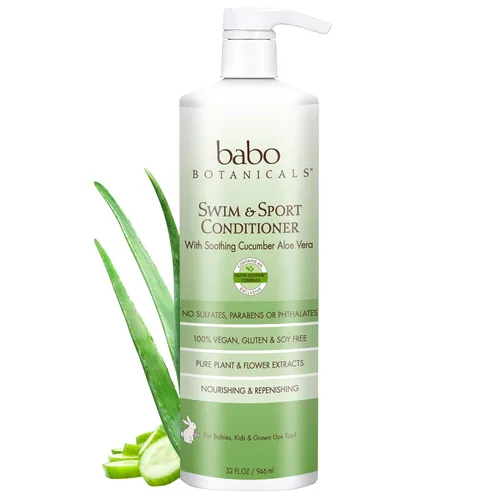 Vista 8 de Babo Botanicals Swim & Sport - Acondicionador de menta cítrica y maracuyá, purificador y reponedor, manteca de karité y té verde, para todas