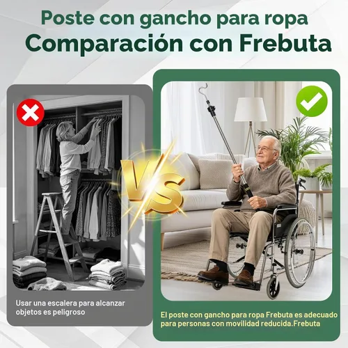 Vista 5 de Percha de armario resistente que llega al poste, poste telescópico en S de 36 a 65 pulgadas para plantas, tubo de acero inoxidable, resistente