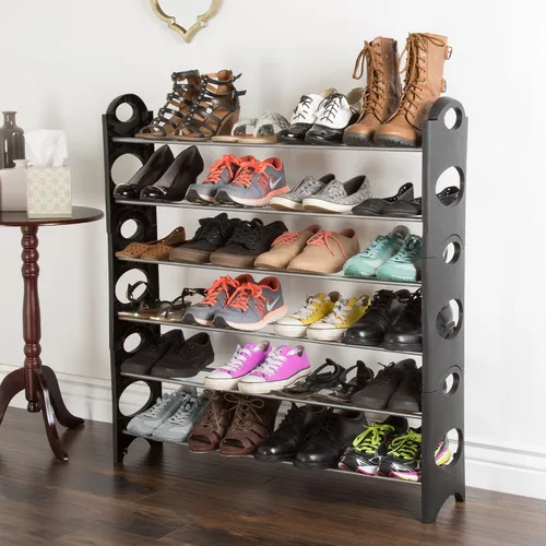 Vista 2 de Everyday Home Soporte para zapatos. 6 Estantes apilables para economizar espacio, para armario, baño, cocina, organizador de recepción.