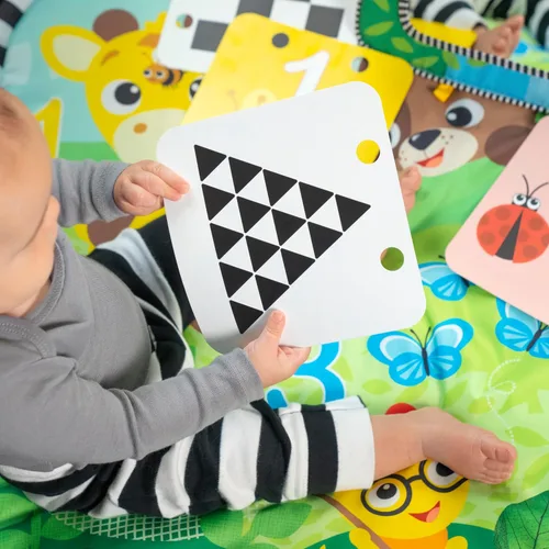 Vista 5 de Baby Einstein Discovery Garden - Alfombrilla y espejo para el tiempo boca abajo, de 0 a 6 meses, multisensorial