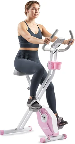 Vista 11 de Sunny Health & Fitness Smart Folding X-Bike, Portable Compact Exercise Bike for Indoor Cycling Workout, Home Cardio Training Machine, Free SunnyFit