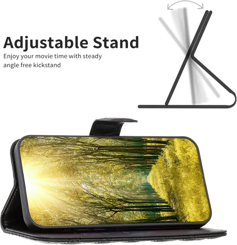 Vista 2 de jioeuinly Funda para Oppo A1 Pro compatible con Oppo A1 Pro Phone Case Flip Stand Cover Women Wallet Negro