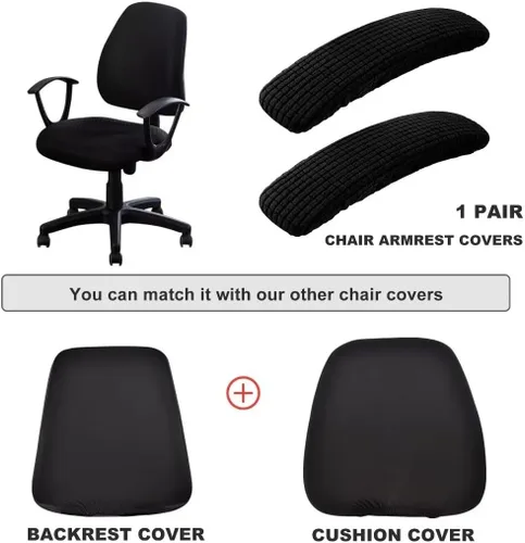 Vista 7 de SARAFLORA Funda para silla de oficina, elástica, resistente a las manchas, de elastano, para silla de computadora, para sillas de escritorio, brazo