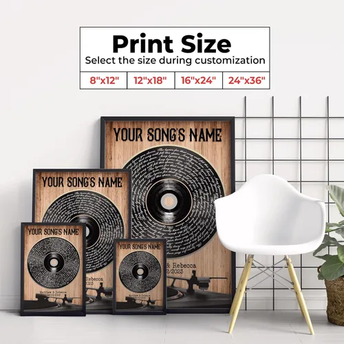 Vista 7 de H-DEWALL Póster personalizado de letras de canciones, regalo de boda único para parejas, personaliza con tus propias fotos, nombres y fecha, sin