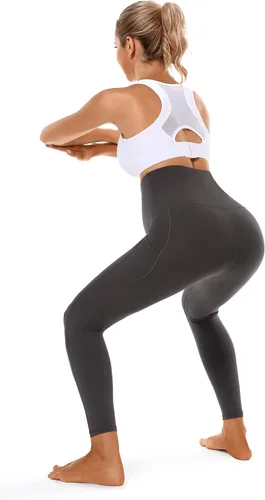 Vista 6 de Foucome Leggings de maternidad para mujer con bolsillos sobre el vientre, leggings de entrenamiento para yoga, pantalones de trabajo activo