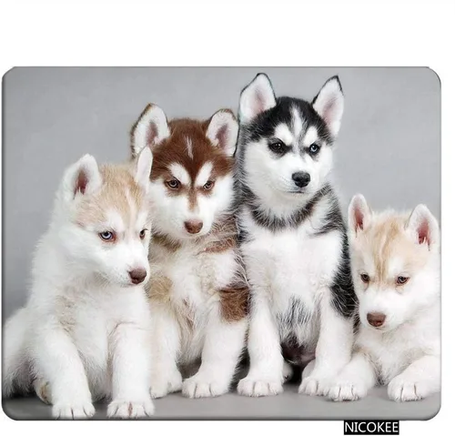 Vista 9 de Alfombrilla de mouse rectangular para perros Husky Siberiano, alfombrilla de mouse para computadora, escritorio, laptop, oficina, 9.5 x 7.9