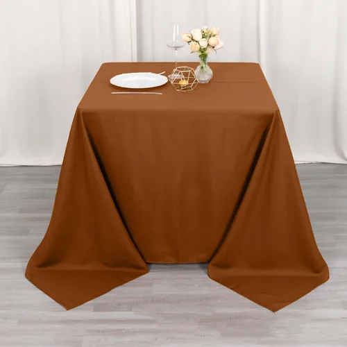 Vista 228 de Efavormart - Mantel cuadrado de lino de poliéster sin costuras, 54 x 54 pulgadas, color beige, para banquetes de boda, fiesta, restaurante