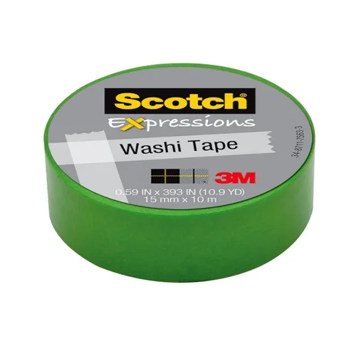 Vista 2 de Scotch Expressions Washi Tape - Cinta adhesiva para artes y manualidades, 0.59 x 393 pulgadas, verde, 6 rollos
