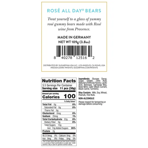 Vista 2 de Sugarfina Rose All Day Bears - Gomitas de oso pequeño cubo de caramelo, 3.8 onzas, 1 unidad