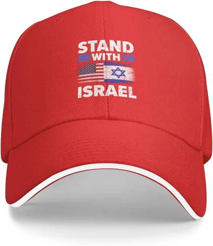 Vista 11 de Kkaingg Stand with Israel USA Flags, Support Israeli Baseball Cap Women Trucker Hat Men Dad Hat Adjustable Snapback Hat Black