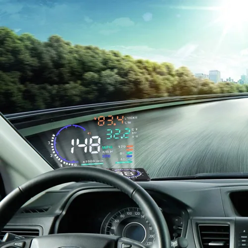 Vista 2 de VGEBY A8 5.5'' OBD II visualizador con cabezal HUD para auto, reflector, con pantalla visualizadora, para parabrisas de auto