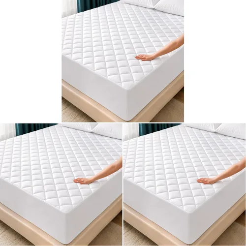 Vista 16 de Utopia Bedding Protector de colchón acolchado (individual) – Protector de colchón elástico ajustable – La funda de colchón se estira hasta 16 Blanco