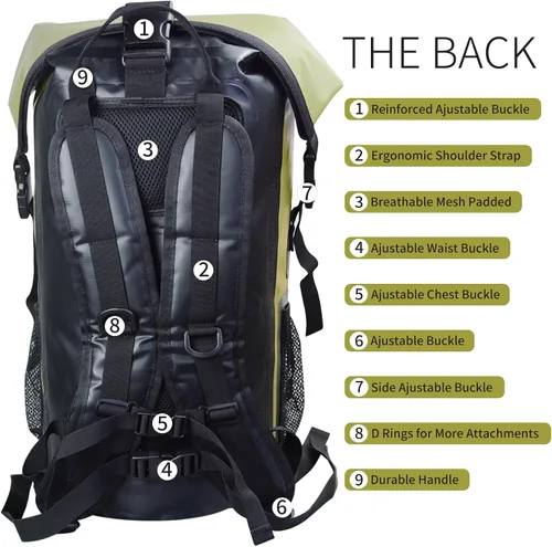 Vista 3 de SEPEAK - Mochila impermeable IPX6 de 35 L, con cierre enrollable, accesorios para kayak, artículos esenciales para camping, natación, playa, pesca