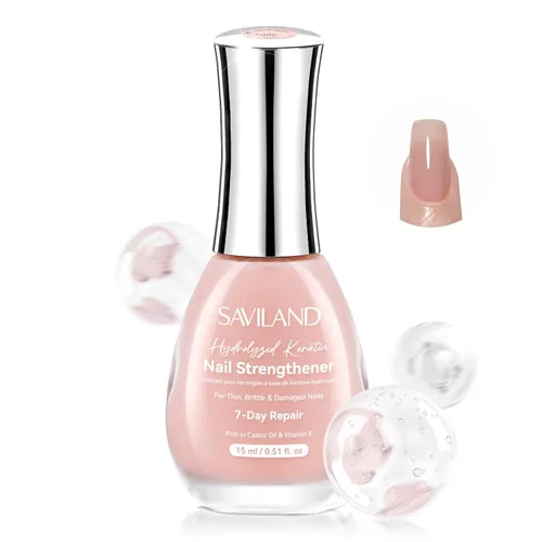 Vista 8 de SAVILAND - Fortalecedor de uñas transparente para uñas dañadas, 0.5 onzas líquidas Fast Air Dry, Natural Nail Polish, Nail Growth Polish