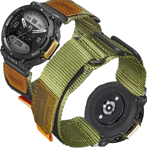 Vista 5 de torbollo Compatible con Amazfit T-Rex/T-Rex Pro/T-Rex 2, correa de reloj de nailon duradera, correa de grado militar con aro y bucle hebilla