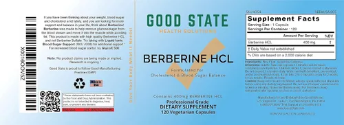 Vista 4 de Good State Berberina HCL 400mg, 120 Cápsulas Vegetarianas