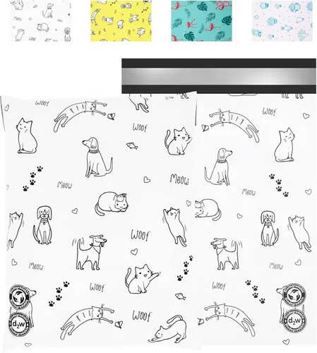 Vista 26 de JinRuiKJ Paquete de 25 sobres de polietileno con estampado de leopardo negro, 10x13, bolsas de envío para ropa, bolsas de correo autoadhesivas