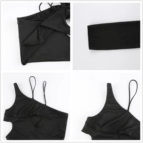 Vista 5 de Camiseta sin mangas gótica sexy negra para mujeres o adolescentes