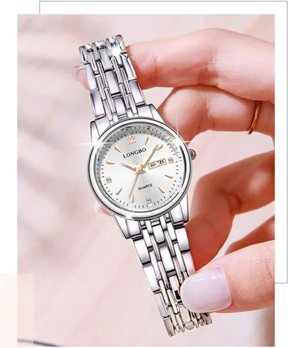 Vista 5 de Reginald Relojes de moda para mujer, manos de zafiro, acero inoxidable, impermeable, esfera de cuarzo, fecha, semana