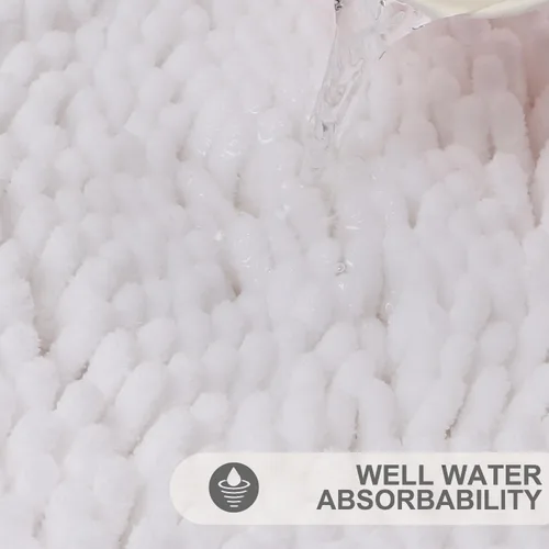 Vista 4 de Sheepping Alfombra de baño de 59 x 20 pulgadas, felpilla antideslizante larga blanca con respaldo de goma, esponjosa, ultra absorbente y lavable a