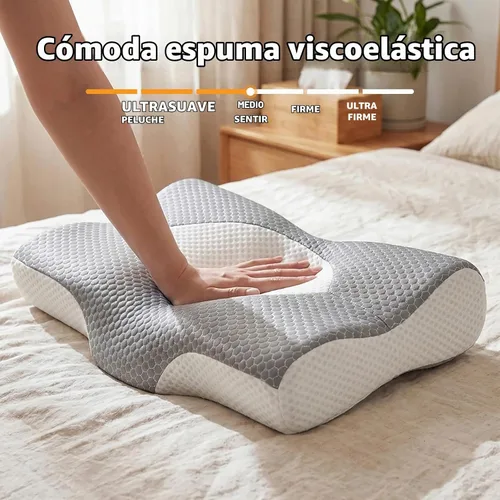 Vista 3 de NEWBULIG Almohada cervical para el cuello para aliviar el dolor de cuello, almohada ergonómica de espuma viscoelástica para personas que duermen