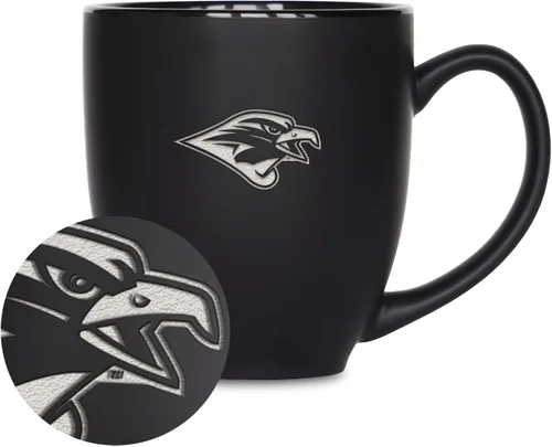 Vista 238 de Rico Industries - Taza de cerámica mate negra con grabado láser estándar de 15oz para NCAA (escuelas T & U) - Para bebidas calientes o frías