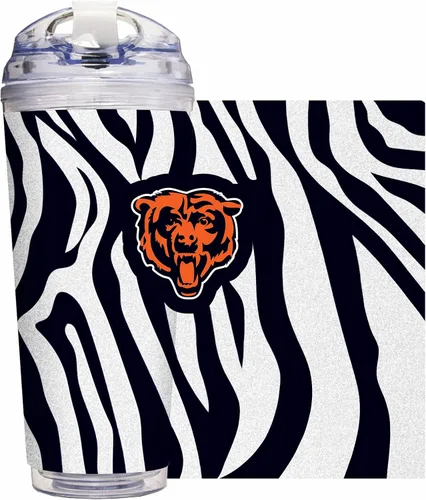 Vista 10 de Rico Industries NFL Football Glitter 24 onzas Vaso de purpurina acrílico con tapa con bisagra, Vaso de doble pared oficialmente licenciado con pajita