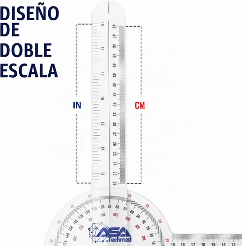 Vista 4 de ASA TECHMED 6 unids 360 ° 12, 8 y 6 pulgadas goniómetro espinal médico ángulo transportador ángulo regla
