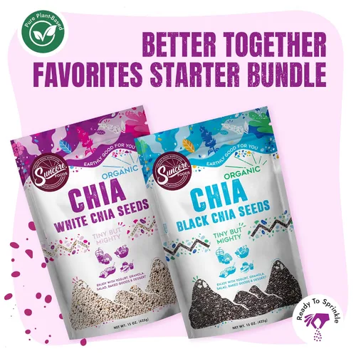 Vista 3 de Suncore Foods Paquete de semillas Tiny but Mighty Seeds, Black & White Chia Seeds, paquete de 2