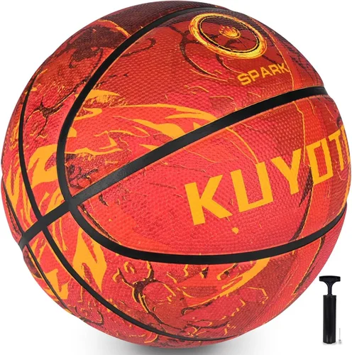 Vista 23 de KUYOTQ - Baloncesto para niños, jóvenes y adultos, tamaño 3/4/5/6/7 (22/25.5/27.5/28.5/29.5"), baloncesto premium de goma o cuero sintético
