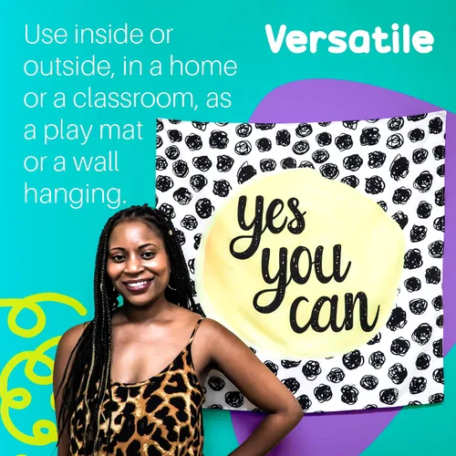Vista 4 de Birdy Boutique "Yes You Can" - Tapiz motivacional para colgar en la pared, con cita inspiradora de 36 x 36 pulgadas, pancarta de afirmación positiva