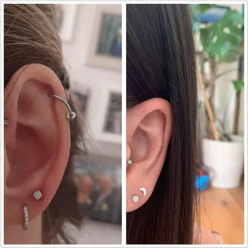Vista 2 de Aretes de plata de ley 925 hipoalergénicos de 0.116 pulgadas, 0.137 pulgadas, 0.137 pulgadas, 0.137 pulgadas, para mujeres, adolescentes, niñas