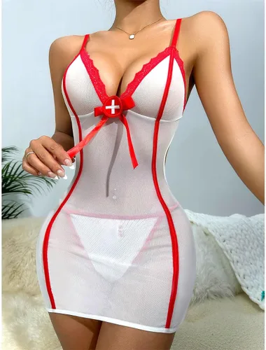 Vista 3 de EASYLONGJEE Sexy Nurse Costumes for Women, Naughty Nurse Lingerie for Women Halloween Costumes Dress Cosplay Outfits
