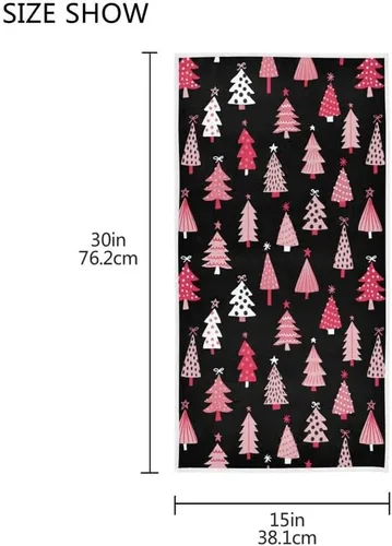 Vista 2 de Toallas de mano de cocina con árbol de Navidad, color rosa, para invierno, bosque, toalla decorativa de calidad suave y premium, toalla de invitados