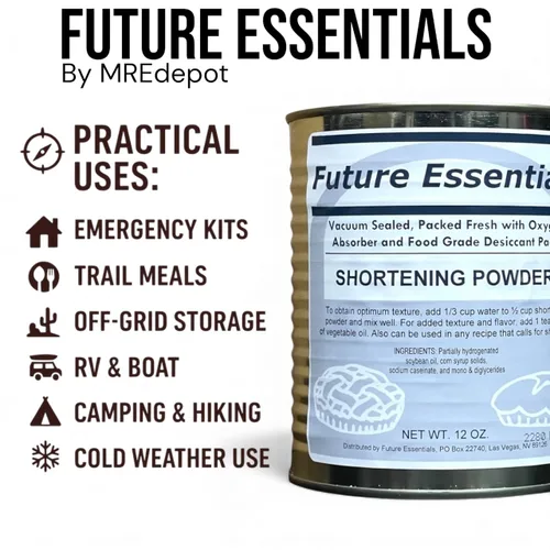 Vista 3 de Future Essentials Polvo de acortamiento enlatado Grasa de cocción estable para freír, emergencia y uso diario, larga vida útil y fabricada