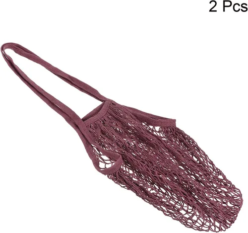 Vista 3 de MECCANIXITY Bolsa de malla de algodón con asa larga, reutilizable, lavable, malla de cadena, organizador de bolsas de comestibles para frutas