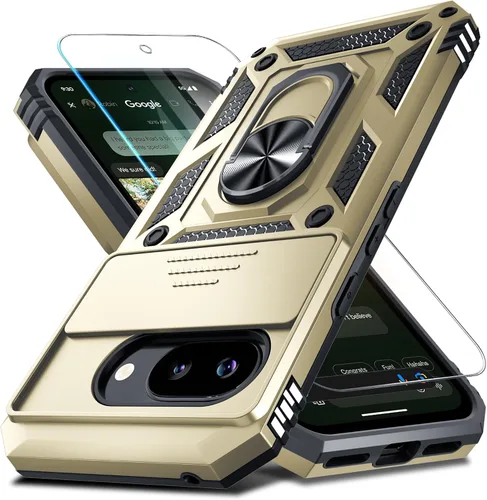 Vista 42 de Janmitta - Funda compatible con Google Pixel 9 Pro XL con cubierta deslizante para lente de cámara incorporada + protector de pantalla + soporte