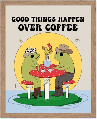 Vista 7 de Poster Master All That Is Meant To Be Poster - Retro Frog on Mushroom Print - Meditation Art - Motivational Design - Preppy Print - Trendy Decor