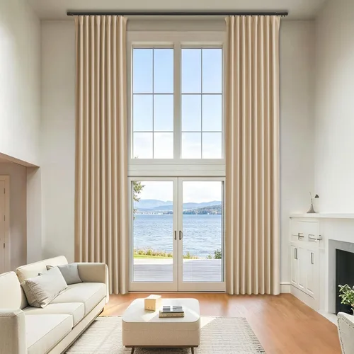 Vista 28 de Cortinas opacas de terciopelo beige para dormitorio de 52 x 72 pulgadas de largo, juego de 2 paneles - Cortinas con bloqueo de luz UV y reducción