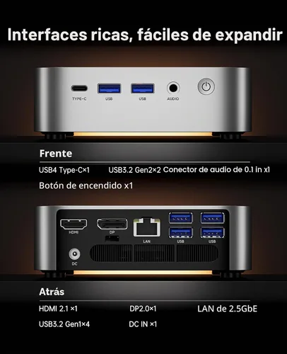 Vista 9 de ACEMAGIC Mini Pc Gaming Ryzen 7 H255 16GB 6400MT/s RAM 1TB SSD