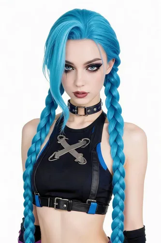 Vista 9 de Peluca negra de doble trenza, pelucas de cosplay de anime para peluca de disfraz de Halloween