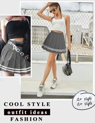 Vista 2 de Avidlove Falda plisada para mujer, uniforme escolar, minifalda plisada para animar