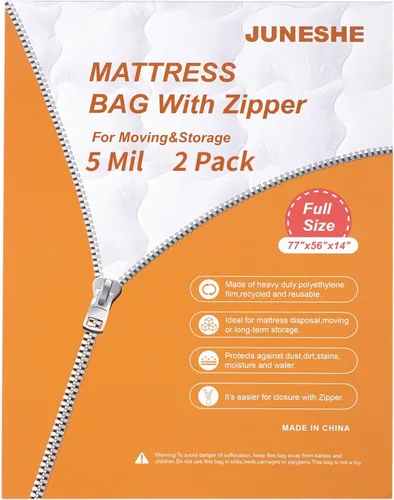 Vista 11 de Bolsa de almacenamiento de colchón individual con cremallera, funda de 5 mil de grosor Plastic Mattress Protector, Moving Supplies, Waterproof