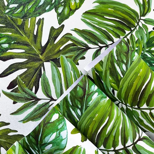 Vista 5 de Papel Tapiz Tropical Despegar y Pegar Papel de Contacto de Selva 17.7 pulgadas x 118.1 pulgadas Papel de Contacto de Hoja de Palma Despegar y Pegar