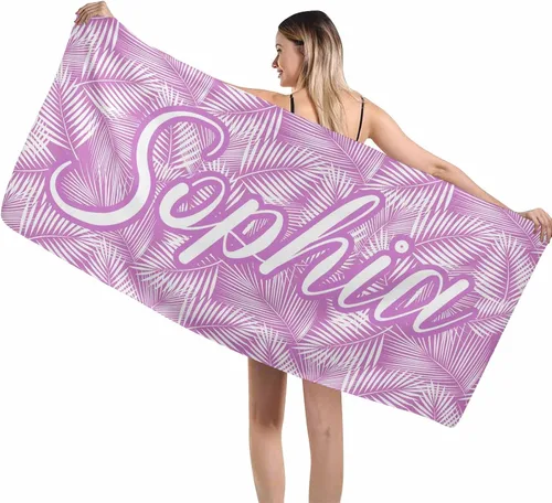 Vista 7 de MyPupSocks Toallas de playa para niñas, toallas personalizadas de teñido anudado con nombres para niños y adultos, toallas de playa personalizadas