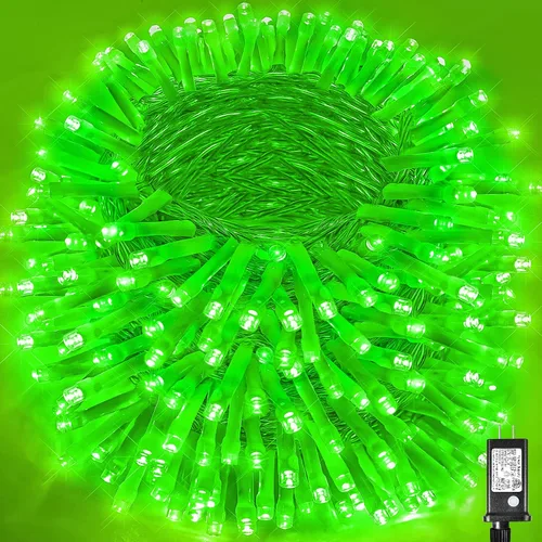 Vista 17 de Guirnalda de luces navideñas con 100 LEDs, tira de 33 pies, 8 modos, conectable, impermeable, parpadeante, con temporizador y memoria, para Azul