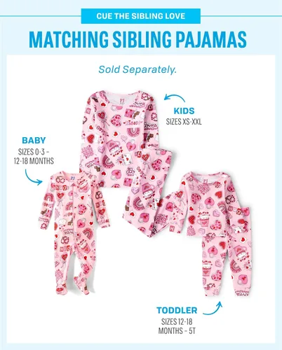 Vista 3 de The Children's Place Baby Girls' and Toddler Valentine's Day Snug Fit 100% Cotton Pajama